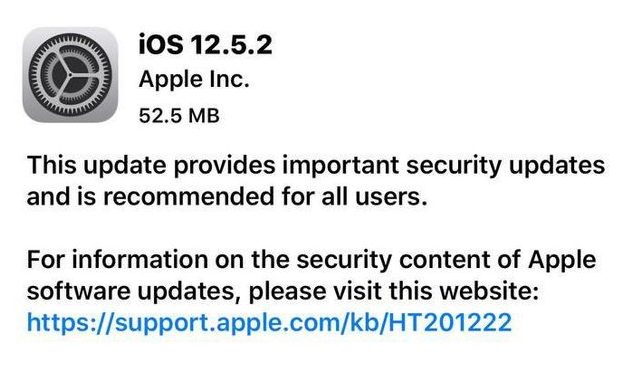 拜城苹果手机维修分享iOS12.5.2发布，建议所有老苹果用户安装 